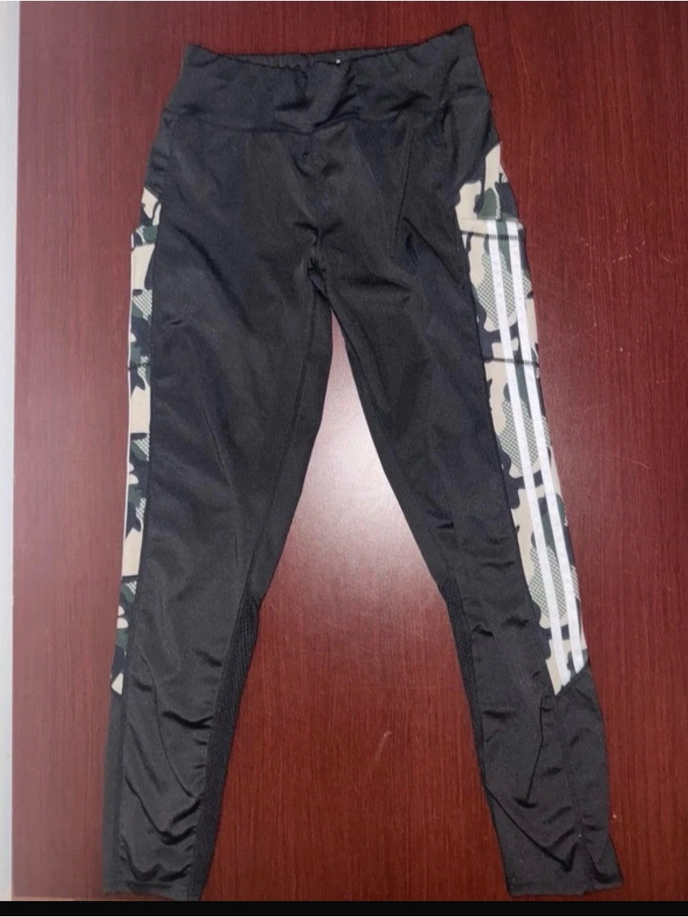 Women’s Black Active Leggings with Camouflage Side Panels